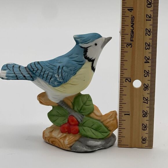 Lot Of 2 Vintage AVON Blue Jay Birds Porcelain On Branch Nest Ceramic Figurine - Picture 7 of 16